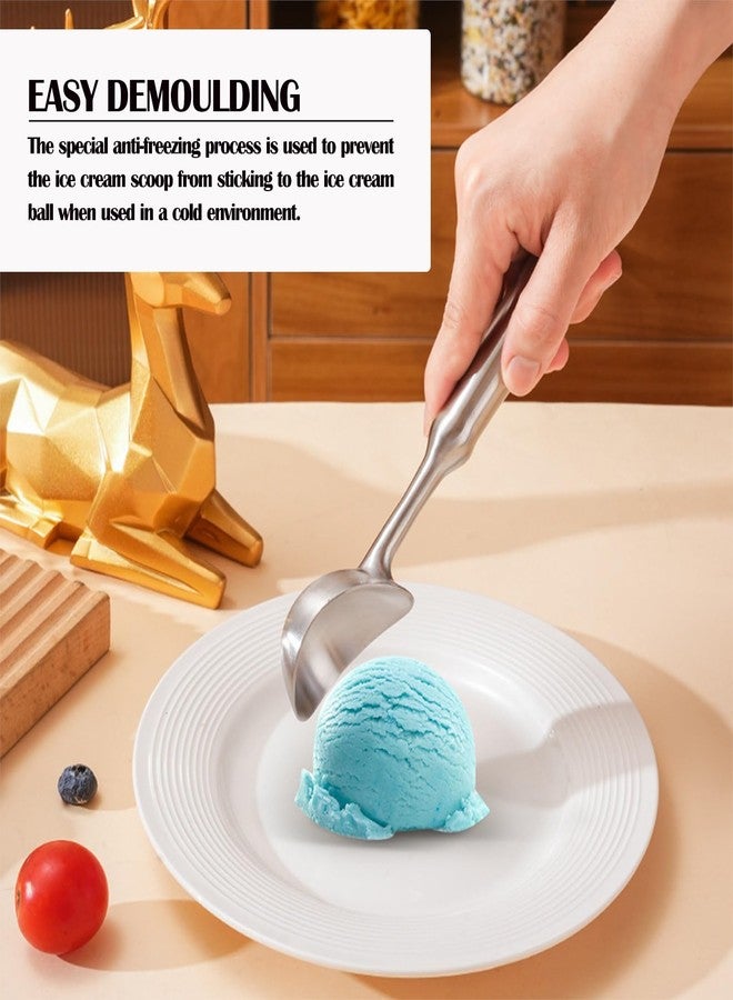 Ceoyiler Stainless Steel Ice Cream Scoop, Heavy Duty, Ergonomically Designed Handle for Comfort, Ice Cream Scoop for Gelato, Sorbet, Fruit, Dishwasher Safe, Silver, 1 Count - Image 4